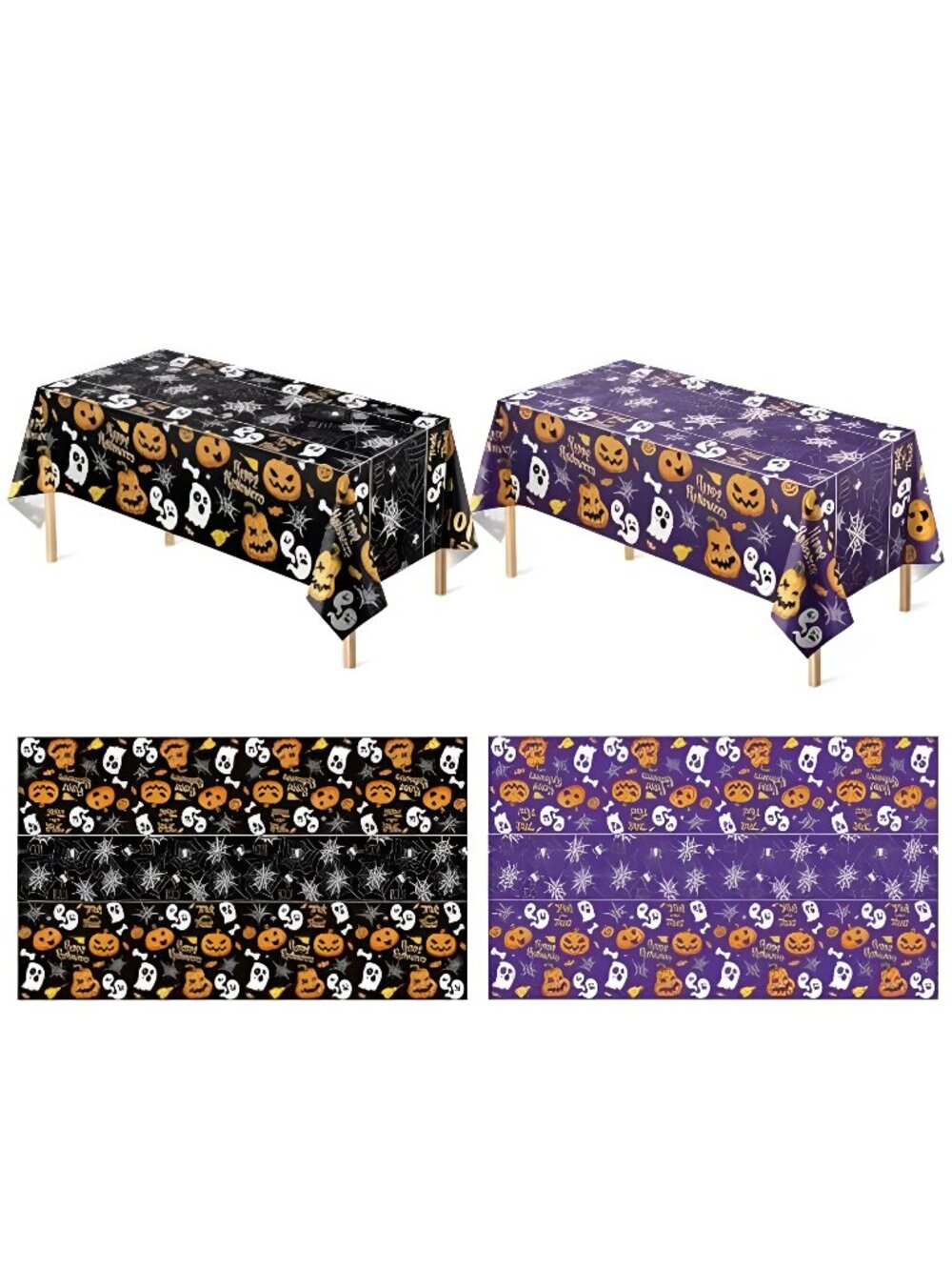 2PCS Halloween Plastic Tablecloth & Table Cover Halloween Party Decorations